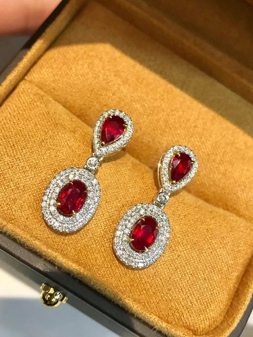 1.78ct刻面红宝石耳坠 商品图1