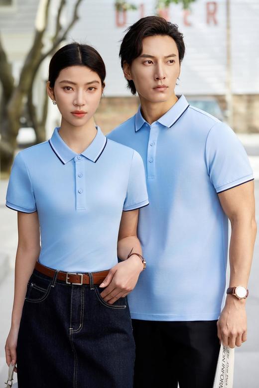 莫代尔桑蚕丝珠地7A抗菌间色翻领POLO衫 商品图5