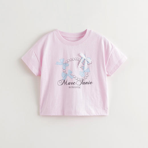 马克珍妮女童立体蝴蝶结短袖T恤 儿童上衣2025年夏装新款550693 商品图2