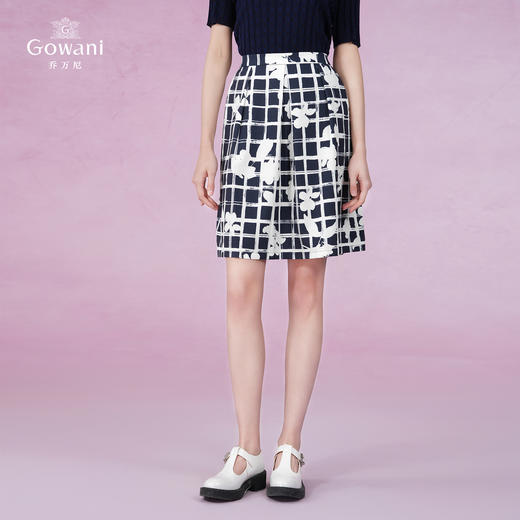 乔万尼夏季简约格子花朵半身裙EB2D822 商品图1