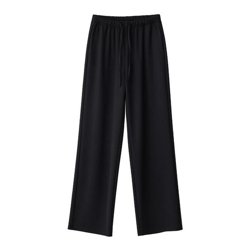 丁摩 桑蚕丝铜氨丝莫代尔抽绳垂顺显瘦直筒阔腿裤S189 商品图4