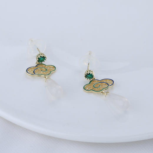 【宏艺珠宝】​玉坠云纹·银s925耳饰 商品图1