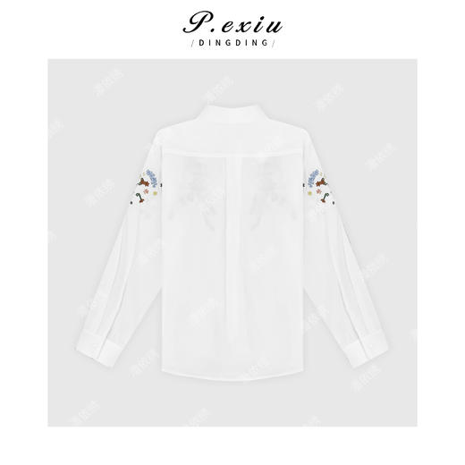 04-1潘依绣丁丁宠粉【花野来信】100%棉花朵刺绣小清新长袖衬衫W-62893 商品图2