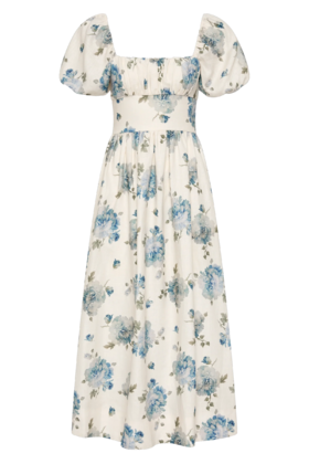 Faithfull The Brand - Dalia Midi Dress - Cecile Floral - Pale Blue - 女装 - 连身裙 - 淡蓝色