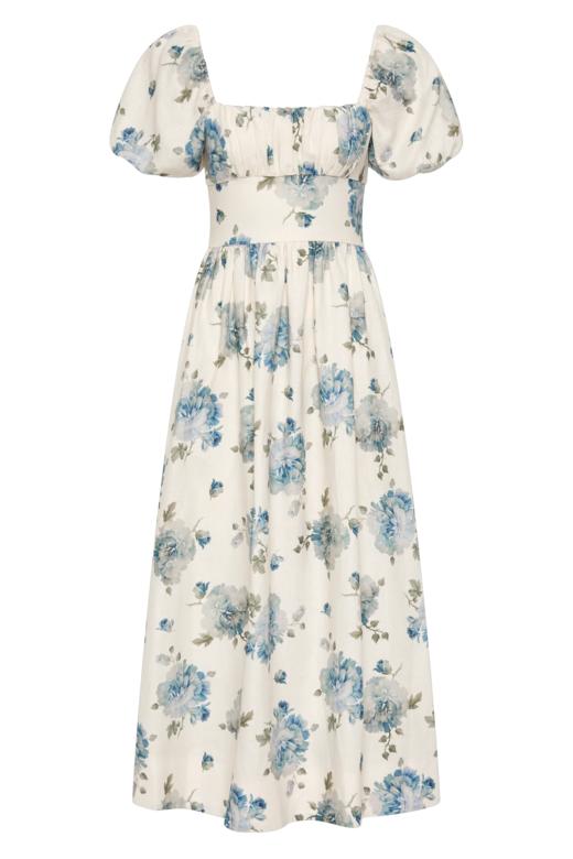 Faithfull The Brand - Dalia Midi Dress - Cecile Floral - Pale Blue - 女装 - 连身裙 - 淡蓝色 商品图0