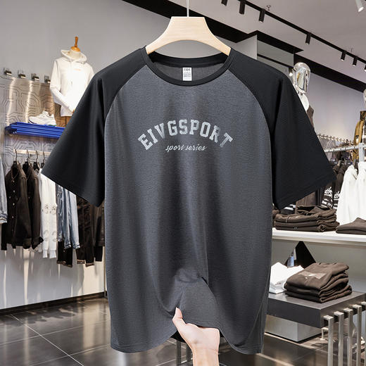 【速干】【DH】大依优型大码拼接短袖T恤加肥加大宽松休闲胖子打底半袖男士上衣潮流 商品图4