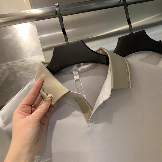 柜388!2025新款醋酸亚麻桑禅丝丝针织细腻透气夏短袖T恤POLO衫男款！ 商品图3