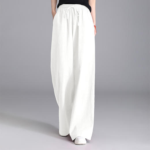 百媚生 苎麻棉垂感宽松阔腿裤TDA-7 商品图7