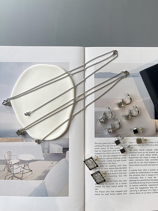 THS-无 香家 小方块方糖系列 项链 耳饰 CU1288 商品图5