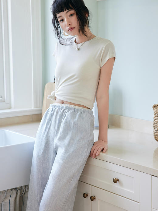 「仿棉麻肌理 老钱风自然褶皱」KEMU壳木 老钱风长裤 宽松裤腿修饰腿型+面料垂顺有质感 商品图2