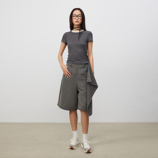 lost in echo2025春夏新款时尚拷边撞色圆领修身显瘦短袖T恤内搭 商品图3