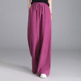 百媚生 苎麻棉垂感宽松阔腿裤TDA-7