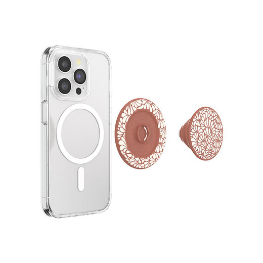 【绿洲物语】循环花·棕·MagSafe圆啪嗒 MAGSAFE磁吸手机气囊支架 Round圆啪嗒系列 棕色 植物花卉 商品图3