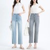 【高货rg】全新升级【铂金会员165/天猫219/差价54】(11330) 洛诗琳25夏小个子中高腰法棍牛仔裤女显瘦毛边九分直筒裤rg11330 商品缩略图0