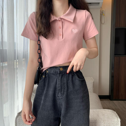 【亲肤柔软，超级显瘦！】纯棉短袖T恤 女夏季新款韩版 刺绣甜美洋气 减龄显瘦T桖上衣-QQ 商品图8
