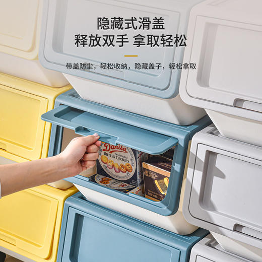 家用儿童零食翻盖整理箱大号加厚杂物收纳盒玩具前开式折叠收纳箱 商品图3