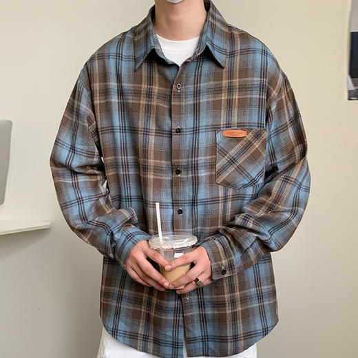 【特大码】【新款DH】大依优型大码短袖衬衫时尚翻领格子雷萨加肥加大休闲胖子宽松上衣男装潮流 商品图2