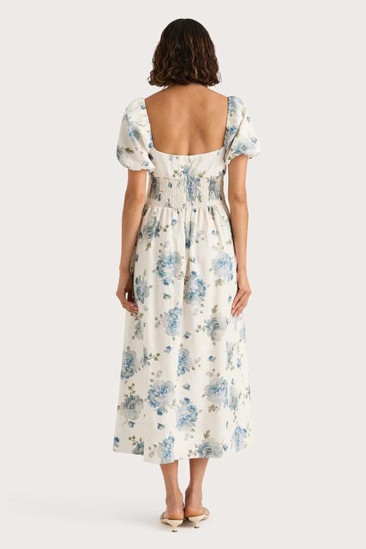 Faithfull The Brand - Dalia Midi Dress - Cecile Floral - Pale Blue - 女装 - 连身裙 - 淡蓝色 商品图3