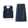 牛仔套装时尚洋气时尚马甲半身裙三件套HSYL2522 商品缩略图4
