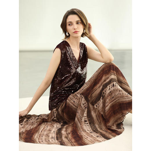 COCOBELLA水彩摩卡]度假晕染半身裙女夏大摆气质长裙HS3129 商品图2