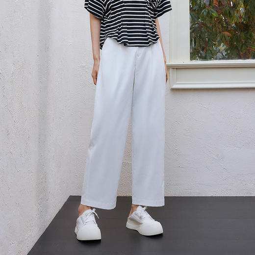 玳莎九分香蕉裤女2025年夏季新款白色简约通勤百搭显高显瘦休闲裤  FB36308 商品图0