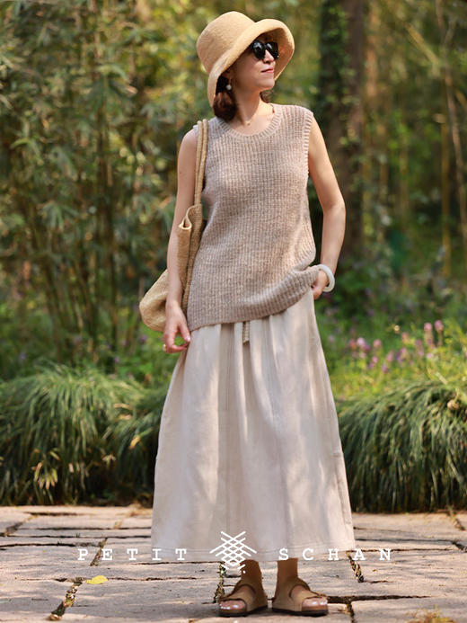 PETIT SCHAN小闪 CLO#779 plain gauze 素纱 棉混纺肌理感针织背心 商品图4