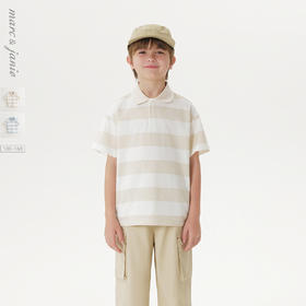马克珍妮男童清凉休闲条纹polo衫 儿童短袖T恤2025夏装新款550575