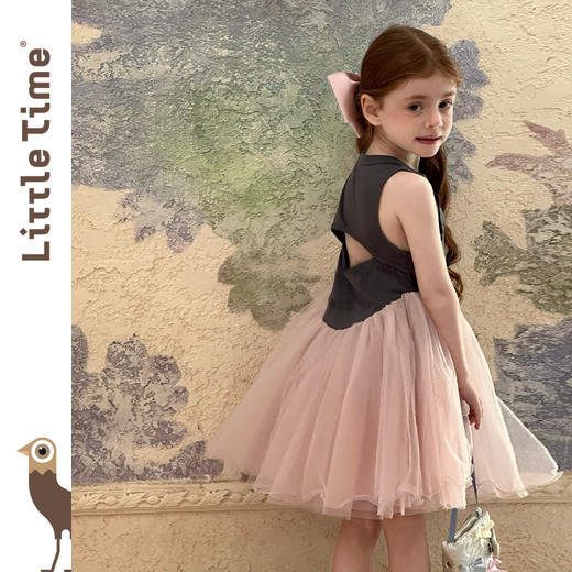 Little time女童连衣裙夏装2025新款儿童露背纱裙女宝宝公主纱裙 商品图1