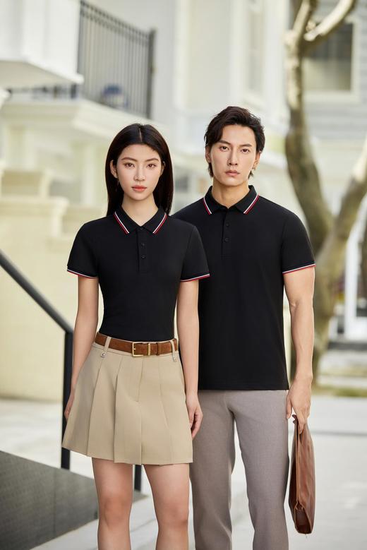 莫代尔桑蚕丝珠地7A抗菌间色翻领POLO衫 商品图3