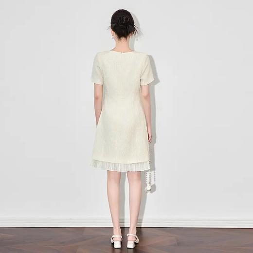 【高货wl】全新升级【铂金会员330/天猫439/差价109】(01349) 洛诗琳新款雅致小香风系带领高级感时髦拼接百褶连衣裙 商品图1