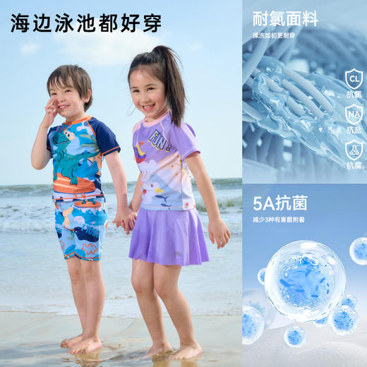 优选丨【防晒抗菌高弹】棉花堂2025年夏款原纱防晒童趣男女童泳衣套装 商品图3