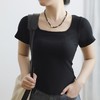 【两件减10元】林小眠·法式超模T恤丨带胸垫T恤，遮肉显腰细腿长，免穿内衣超自由，方领、圆领，各五色可选，S-XL 商品缩略图11
