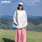 早乙女惠子saotome/STMCX251030/鸭梨水果刺绣印花长袖T恤 商品图0