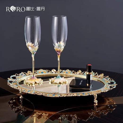 【样品特惠3折，仅1件，无货退款】罗比罗丹古典花纹托盘珐琅彩工艺茶几摆件别墅设计师软装饰品G罗比罗丹古典花纹托盘 商品图1