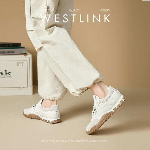 西遇芭蕾德训鞋女新款春夏超火复古小白鞋轻便软底黄色运动鞋V0156574 商品图3