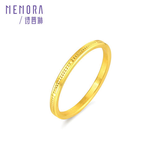 MEMORA诗普琳黄金戒指小金圈简约素圈细小戒指叠戴足金尾戒HR2002 商品图4