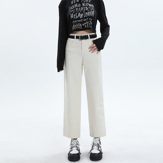 百媚生 九分直筒牛仔裤女阔腿裤法棍裤子9895 商品图7