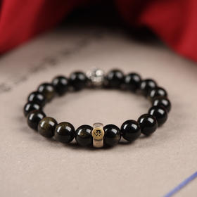 【敦煌黑曜石守护佛手串】敦煌福泽黑曜石佛珠把玩手链 本命佛黑曜石简约大气手链男女 情侣