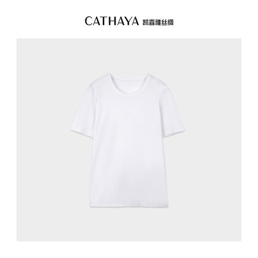 凯喜雅 女款高光真丝丝光棉圆领短袖T恤 商品图3