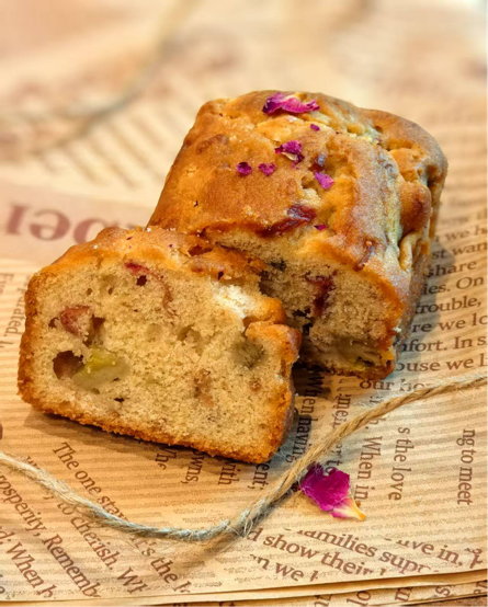 【茶馆茶点】香蕉玫瑰磅蛋糕丨让味蕾坠入香蕉与玫瑰的温柔陷阱。排单现做现发（满90元包邮）