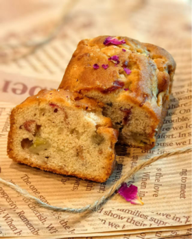 【茶馆茶点】香蕉玫瑰磅蛋糕丨让味蕾坠入香蕉与玫瑰的温柔陷阱。排单现做现发（满90元包邮）