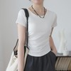 【两件减10元】林小眠·法式超模T恤丨带胸垫T恤，遮肉显腰细腿长，免穿内衣超自由，方领、圆领，各五色可选，S-XL 商品缩略图7