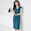 丁摩 冷淡风高级感法式茶歇高端气质V领三宅褶皱连衣裙2136 商品缩略图1