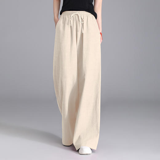 百媚生 苎麻棉垂感宽松阔腿裤TDA-7 商品图5