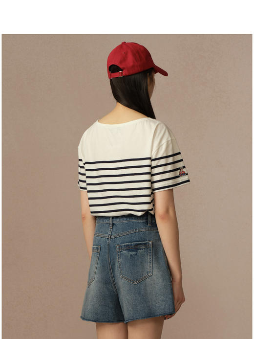 Teenie Weenie小熊字母条纹T恤女夏季女t恤TTRA256535N 商品图4