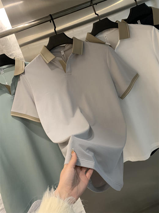 柜388!2025新款醋酸亚麻桑禅丝丝针织细腻透气夏短袖T恤POLO衫男款！ 商品图6