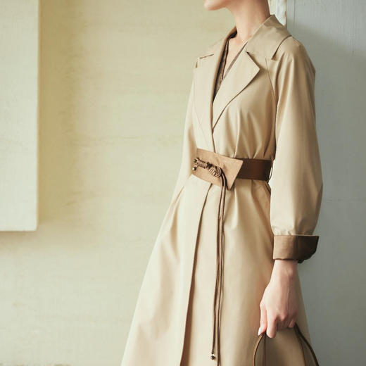 洛诗琳34337春季新款简约复古风双腰带设计感风衣外套女927 商品图1