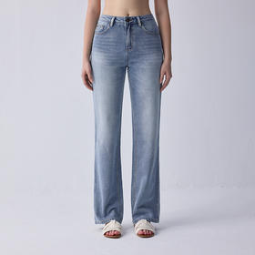 PRIMECORE 全棉丹宁修身直筒四季时髦中高腰直筒牛仔裤王