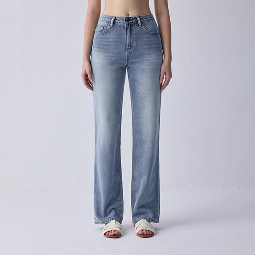 PRIMECORE 全棉丹宁修身直筒四季时髦中高腰直筒牛仔裤王 商品图0