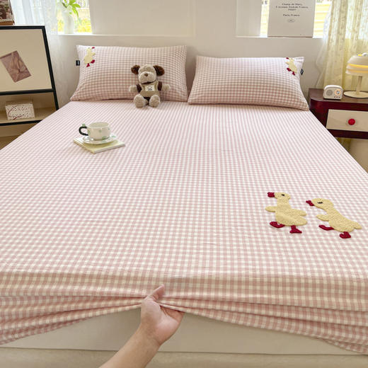 2025春夏色织水洗棉单品床笠、夏被 软糯柔韧耐磨透气全棉床笠三件套 商品图4